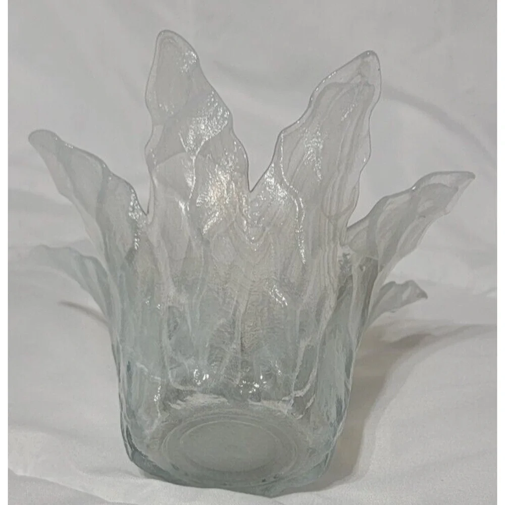 VTG ORIGINAL‎ MURANO HANDBLOWN GLASS FLOWER VASE/BOWL PLANTER WHITE - ITALY